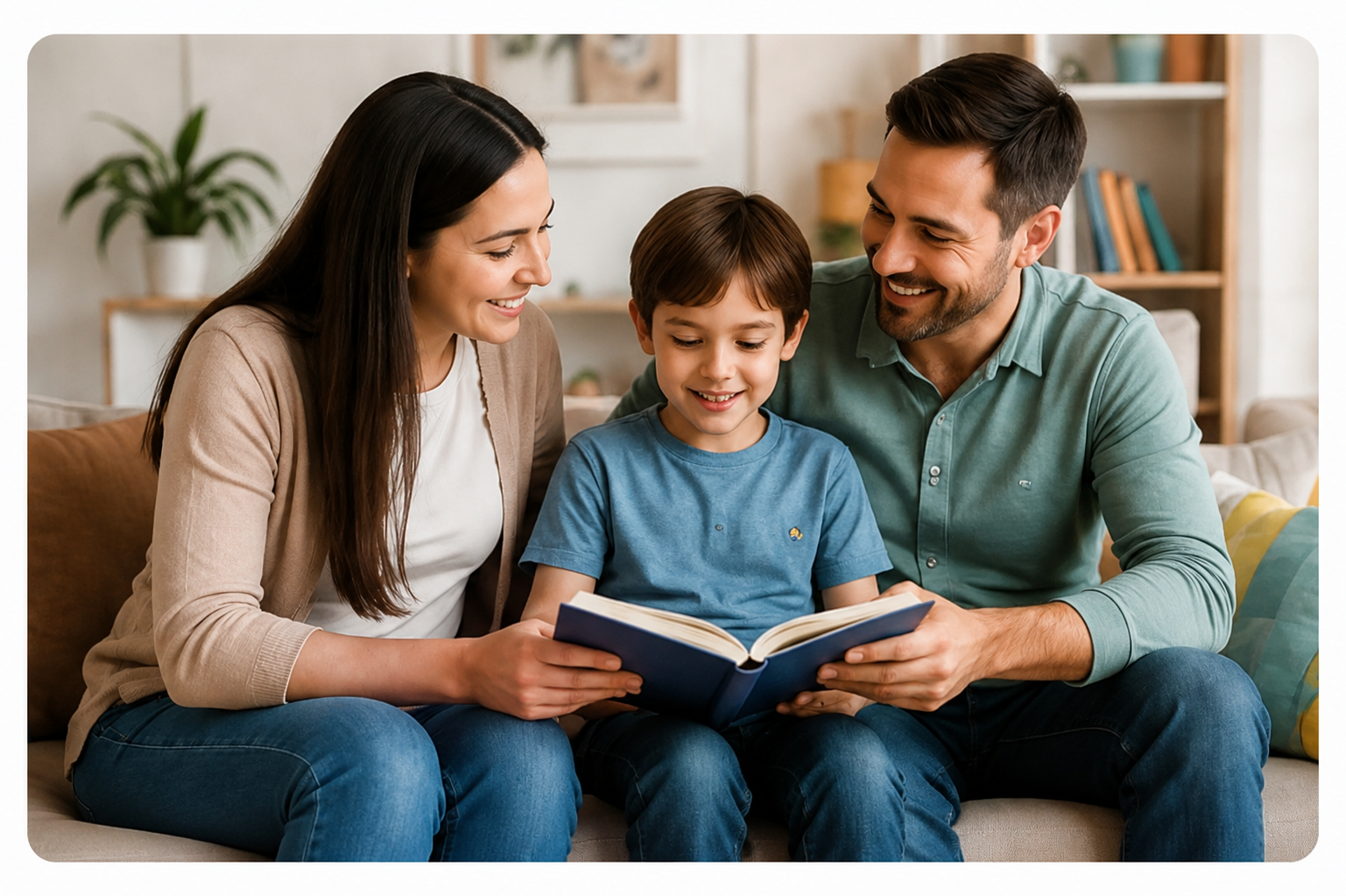 Family reading together